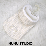 将图片加载到图库查看器，Silvery white tweed fabrics coat (with hood)