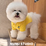 将图片加载到图库查看器，Pet Dog Polo Shirts - Breathable Cotton Shirt - Solid Yellow, Summer Pullover - Button Up Collar Polo for Small Dogs