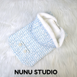将图片加载到图库查看器，Blue Tweed fabrics coat (with hood)