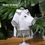 将图片加载到图库查看器，Pet Dog Polo Shirts - Breathable Cotton Shirt - White and Green, Summer Pullover - Button Up Collar Polo for Small Dogs