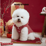 将图片加载到图库查看器，Red bunny ears tweed fabrics pet coat