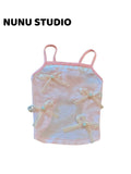 将图片加载到图库查看器，Pink Bow Strap Pet Top