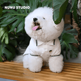 将图片加载到图库查看器，Pet Dog Polo Shirts - Breathable Cotton Shirt - White and Green, Summer Pullover - Button Up Collar Polo for Small Dogs
